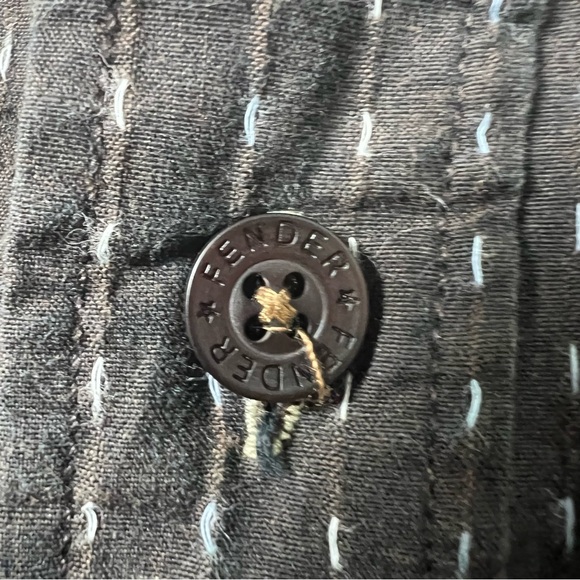 VINTAGE Fender Custom Shop Brown Men L Long Sleeve Cotton Shirt Cross Embroidery - Picture 5 of 11